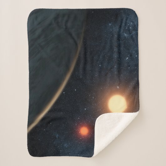 Das künstlerische Konzept illustriert Kepler-16b. Sherpadecke (Vorderseite)