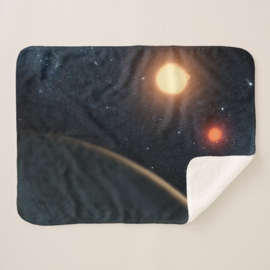 Das künstlerische Konzept illustriert Kepler-16b. Sherpadecke (Vorderseite (Horizontal))