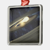 Das künstlerische Konzept zeigt einen Klumpen Mate Ornament Aus Metall (Links)