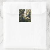 Das Künstlerstudio, c.1665-6 Quadratischer Aufkleber (Tasche)