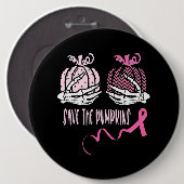 Das Kürbisknochen Hand Breast Cancer Aware gerette Button (Vorne & Hinten)