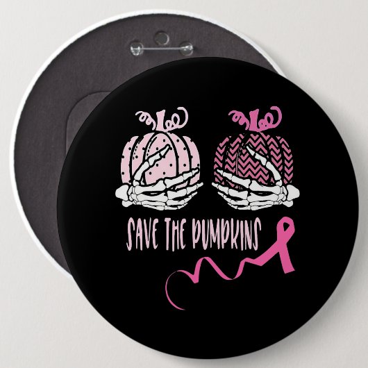 Das Kürbisknochen Hand Breast Cancer Aware gerette Button (Vorne & Hinten)