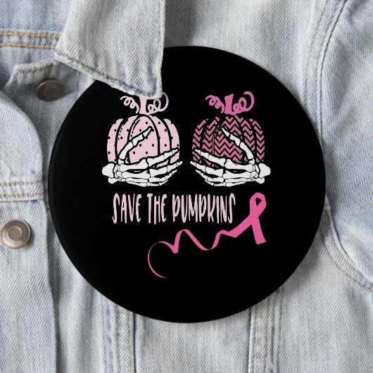 Das Kürbisknochen Hand Breast Cancer Aware gerette Button (Beispiel)