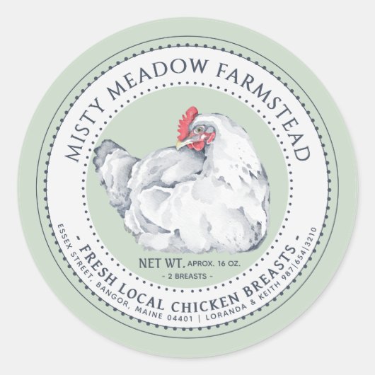 Das Label "Hen Farmer" für lokale Hühnerteile Runder Aufkleber (Vorderseite)