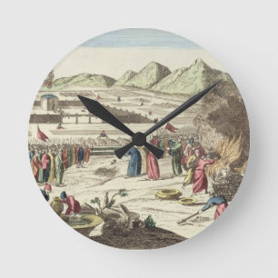 Das Lager der Israelite und des Opfers von Th Runde Wanduhr