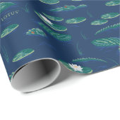 Das Lagoon-Muster des weißen Lotus Alligator Geschenkpapier (Rolleneckpunkt)