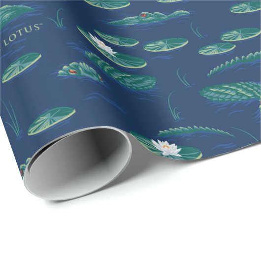 Das Lagoon-Muster des weißen Lotus Alligator Geschenkpapier (Rolleneckpunkt)