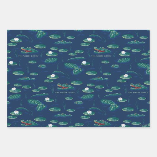 Das Lagoon-Muster des weißen Lotus Alligator Geschenkpapier Set (Vorderseite 2)