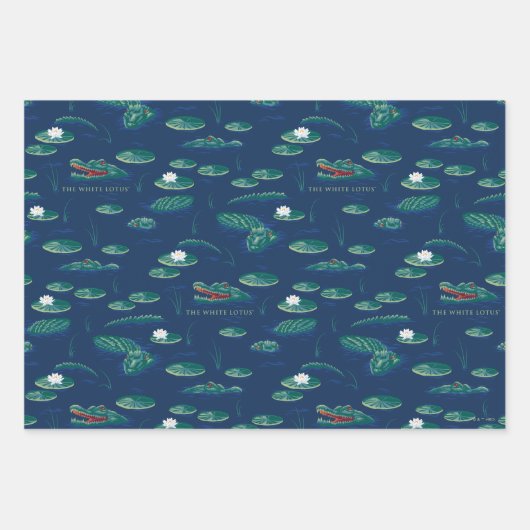 Das Lagoon-Muster des weißen Lotus Alligator Geschenkpapier Set (Vorderseite)