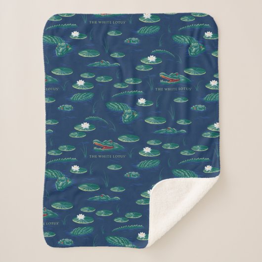 Das Lagoon-Muster des weißen Lotus Alligator Sherpadecke (Vorderseite)