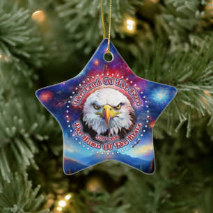 Das Land der Freien Zuhause Brauner Adler Feuerwer Keramik Ornament