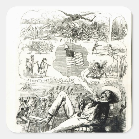 Das Land der Freiheit" Quadratischer Aufkleber (Vorderseite)