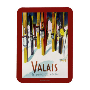 Das Land des Sonnenscheins - Skis stehend im Magnet