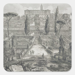 Das Landhaus d'Este bei Tivoli (Stich) Quadratischer Aufkleber