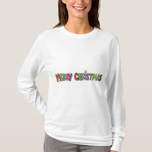Das lange Sleeved Weihnachten der Frauen T-Shirt (Vorderseite)