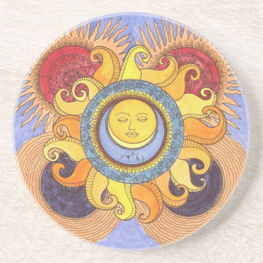 das Lassen gehen Mandala-Untersetzer Sandstein Untersetzer (Vorne)
