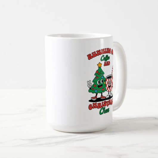 Das Laufen auf Kaffee und Weihnachts-Cheer-Cup-Des Kaffeetasse (VorderseiteRechts)