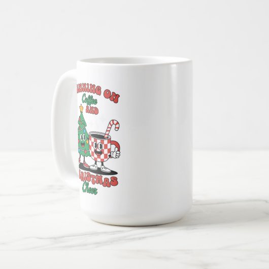 Das Laufen auf Kaffee und Weihnachts-Cheer-Cup-Des Kaffeetasse (Vorderseite Links)