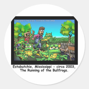 Das Laufen der Bullfrosch-Funny-Geschenke/Sammlers Runder Aufkleber