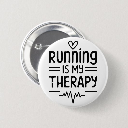Das Laufen ist meine Therapie lustige Runner Zitat Button (Vorne & Hinten)