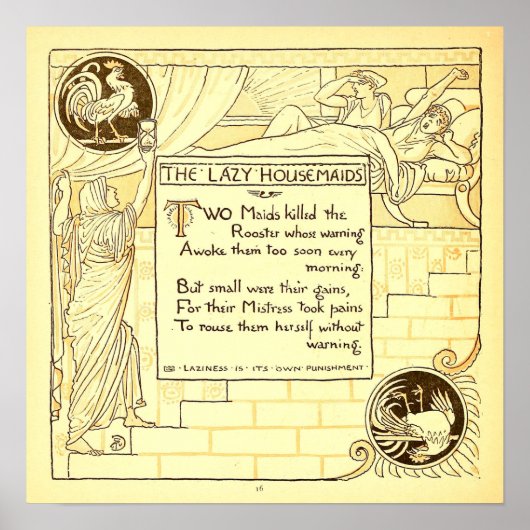 Das Lazy Housemaid Walter Crane Small Poster (Vorne)