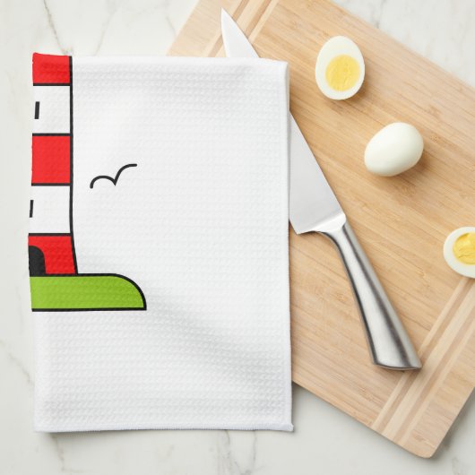 Das Leben am niedlichen Leuchtturm am Strand ist b Geschirrtuch (Viertel Falte)