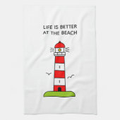 Das Leben am niedlichen Leuchtturm am Strand ist b Geschirrtuch (Vertikal)