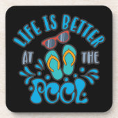 Das Leben am Pool ist besser. Summer Pool Design Getränkeuntersetzer (Vorderseite)