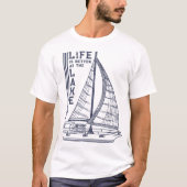 Das Leben am See ist besser, blaue Typografie T-Shirt (Vorderseite)