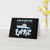 Das Leben am See ist besser - Pontoon Boat Geschen Karte (Gelbe Blume)