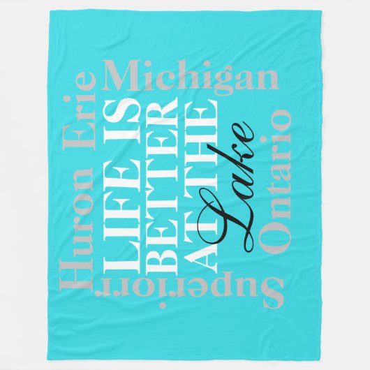 "Das Leben am See ist besser" Vliesenblanket, groß Fleecedecke (Vorderseite)