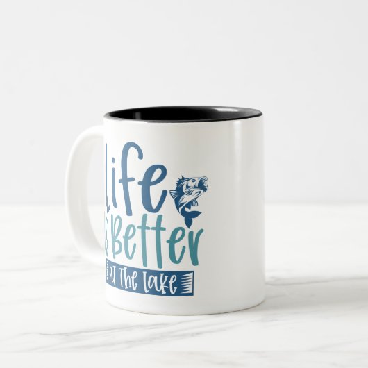 Das Leben am See ist besser Zweifarbige Tasse (Vorderseite Links)