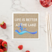 Das Leben am See (weiß) Burlap Napkins ist besser Serviette (Beispiel)