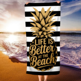 Das Leben am Strand Ananas Streifen Strandtuch