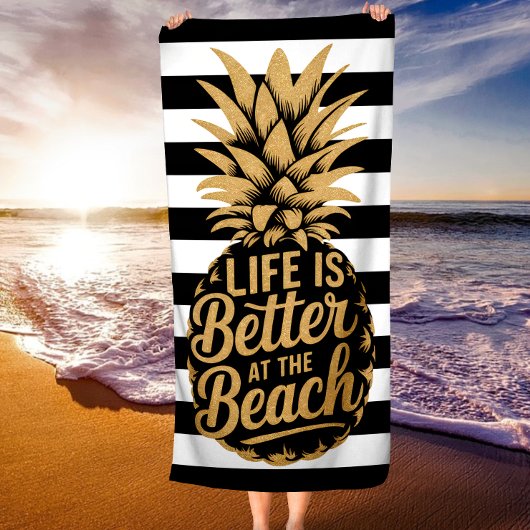 Das Leben am Strand Ananas Streifen Strandtuch
