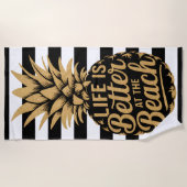 Das Leben am Strand Ananas Streifen Strandtuch (Vorderseite)