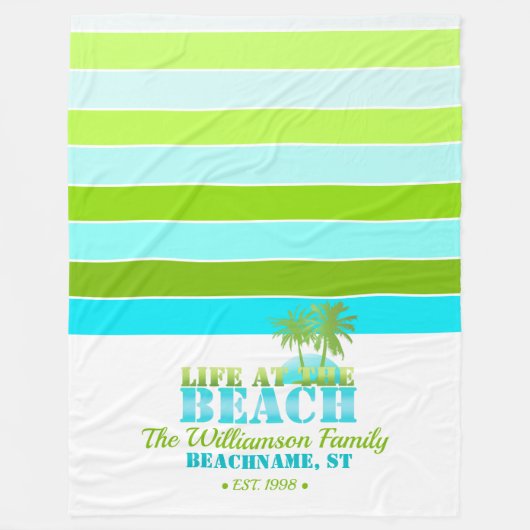 Das Leben am Strand Cool blau/grün Fleecedecke (Vorderseite)