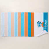 Das Leben am Strand Cool Blue/Orange Personalisier Strandtuch (Vorderseite)
