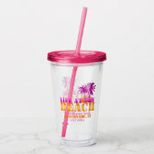 Das Leben am Strand Cool Sonnenuntergang Rosa und Acryltrinkbecher (Rückseite)