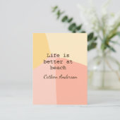 Das Leben am Strand gelb orange boho rustikal Postkarte (Stehend Vorderseite)