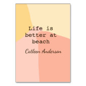 Das Leben am Strand gelb orange boho rustikal Tischnummer (Rückseite)