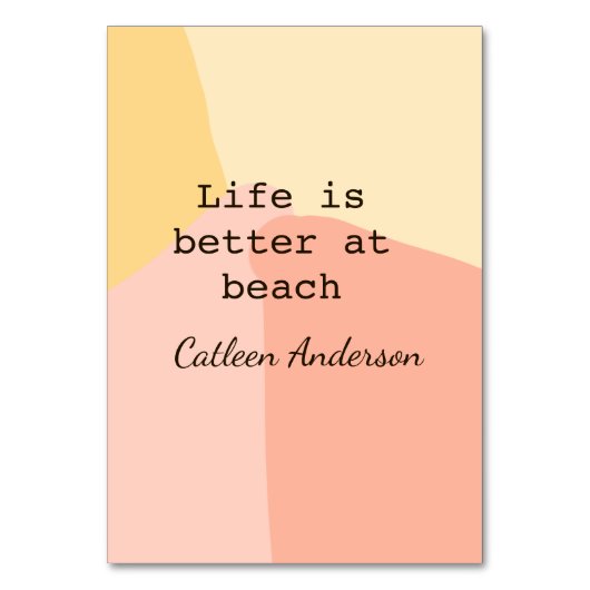 Das Leben am Strand gelb orange boho rustikal Tischnummer (Vorderseite)