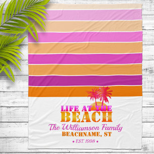 Das Leben am Strand Hot Pink & Orange Fleecedecke