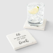 Das Leben am Strand ist besser am Stone Untersetze Steinuntersetzer (Seitenansicht)