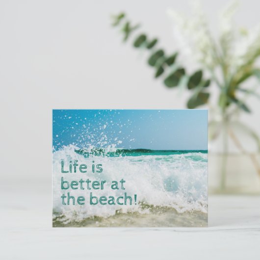 Das Leben am Strand ist besser Ankündigungspostkarte (Stehend Vorderseite)