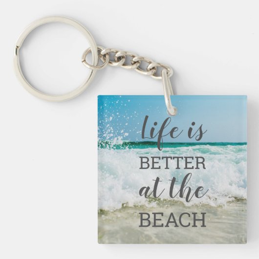 Das Leben am Strand ist besser bei Typografie des Schlüsselanhänger (Vorderseite)