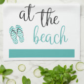 Das Leben am Strand ist besser, Flip Flops türkis Geschirrtuch (Gefaltet)