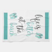 Das Leben am Strand ist besser, Flip Flops türkis Geschirrtuch (Horizontal)