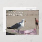 Das Leben am Strand ist besser - Fun Zitat Postkar Postkarte (Vorne/Hinten)