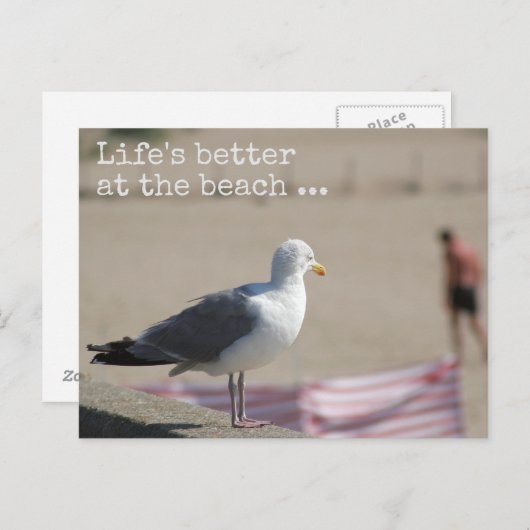 Das Leben am Strand ist besser - Fun Zitat Postkar Postkarte (Vorne/Hinten)